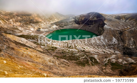 Okama crater lake facade in Miyagi,Japan 59773599