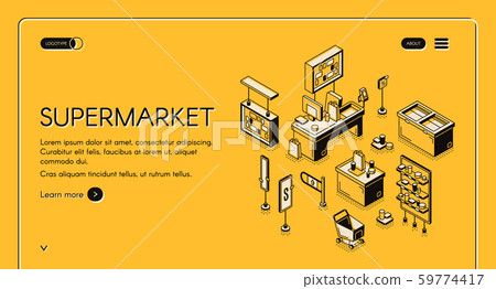 Supermarket isometric landing empty store interior 59774417