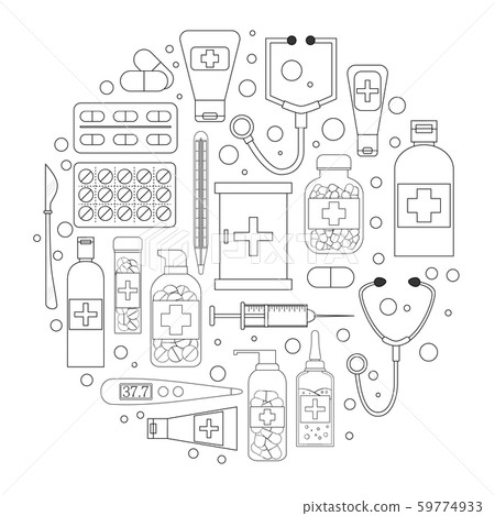 Vector Flat Medicine And Pharmacy Card Concept Stock
