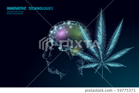 Low poly 3D medical marijuana leaf. Legalize medical pain treatment concept. Cannabis weed medicine 59775371