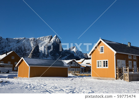 traditional norwegian wooden house rorbu 59775474