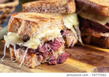 Reuben Sandwich with corned beef, cheese and Reuben Sandwich with corned beef, cheese and 59775982