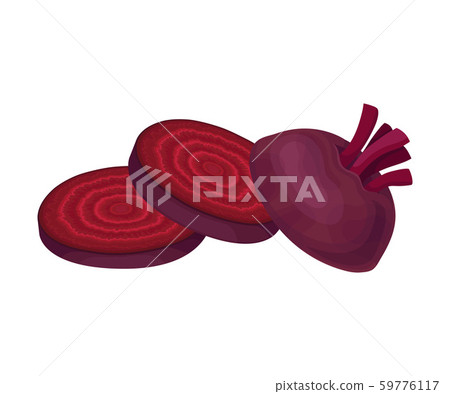 Beet-Root Without Beet Tops Cut into Sections Vector Illustration 59776117