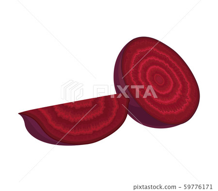 Beet-Root Without Beet Tops Cut into Sections Vector Illustration 59776171