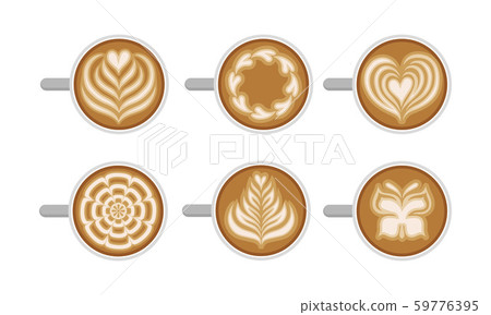 Latte Art Top Viewed Vector Set. Coffee Design Concept Latte Art Top Viewed Vector Set. Coffee Design Concept 59776395