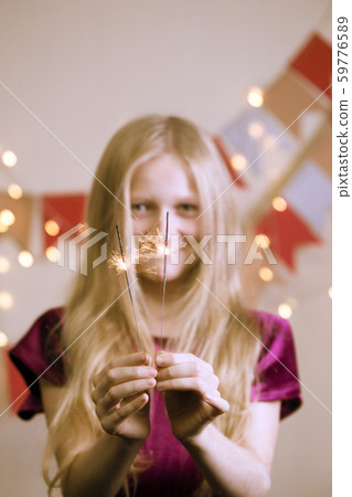 kid girl and bengal lights kid girl and bengal lights 59776589
