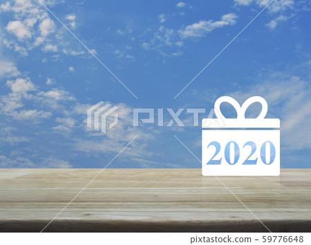 Gift box happy new year 2020 flat icon Gift box happy new year 2020 flat icon 59776648