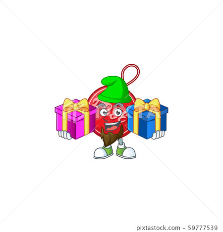 Christmas free tag isolated with mascot bring two gifts Christmas free tag isolated with mascot bring two gifts 59777539