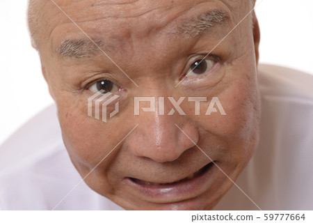 Japanese senior with angry face 59777664