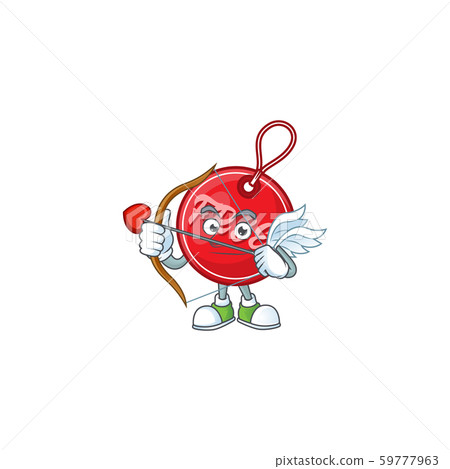 Cute christmas free tag with character cupid 59777963