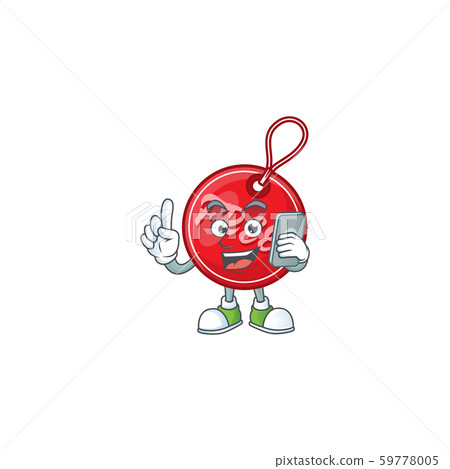Cute christmas free tag with character with holding phone Cute christmas free tag with character with holding phone 59778005