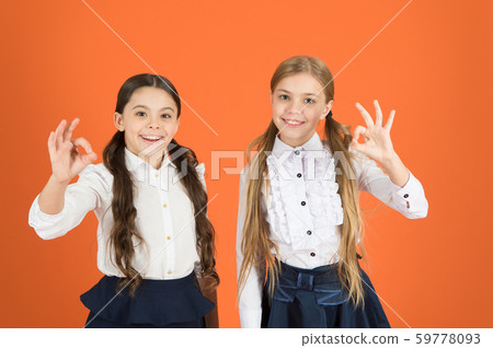 Gesturing ok. Back to school fashion style. Gesturing ok. Back to school fashion style. 59778093