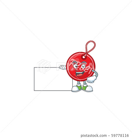Cute christmas free tag with character grinning with board 59778116