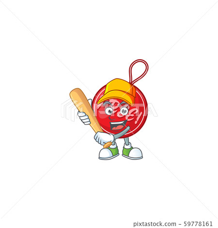 Cute christmas free tag with character playing baseball 59778161