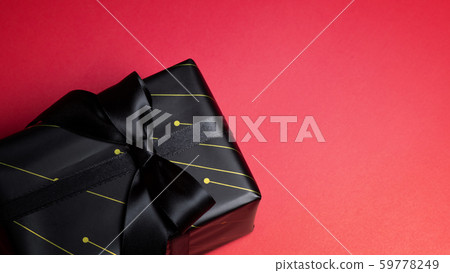 Top view of black gift box with red and black 59778249