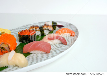 Japanese nigiri sushi set of traditional food on 59778528