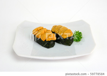 Uni sea urchin sushi japanese cuisine in ceramic Uni sea urchin sushi japanese cuisine in ceramic 59778584