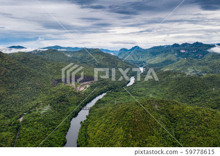 Scenery of Dam in tropical rainforest in national Scenery of Dam in tropical rainforest in national 59778615