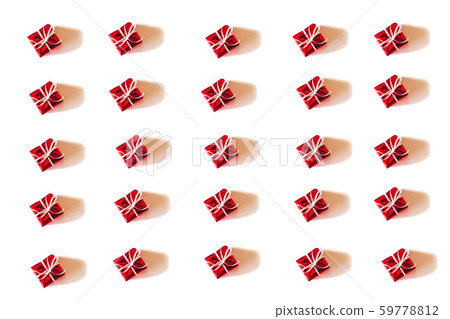 Christmas pattern with cute little presents, isolated on white background. 59778812