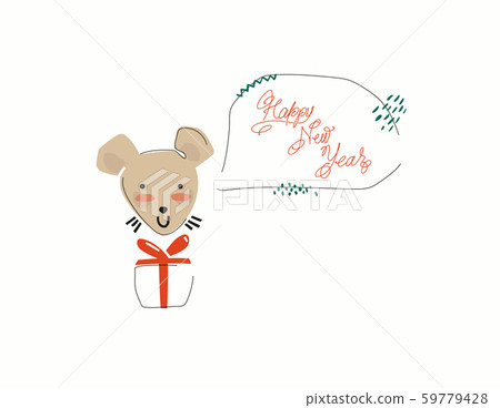 Cute mouse wishes you a happy new year. Cute mouse wishes you a happy new year. 59779428