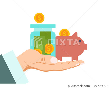 Businessman holds a piggy bank isolated vector... - Stock Illustration ...