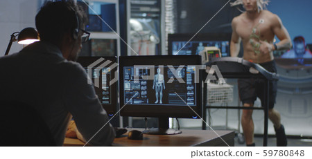 Astronaut running on treadmill 59780848