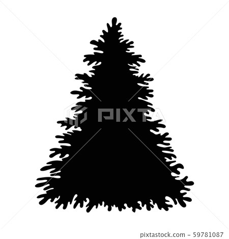 Black spruce in beautiful style on white - Stock Illustration [59781087 ...