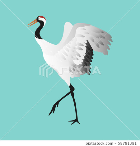 Japanese dancing red-crowned crane in different poses isolated Japanese dancing red-crowned crane in different poses isolated 59781381