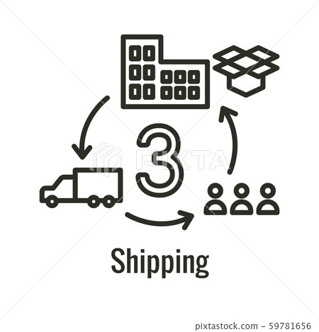 Logistics icon showing movement - one place to the 59781656