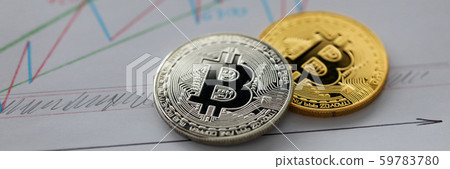 Silver and golden bitcoin 59783780