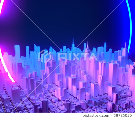 Futuristic skyscrapers. The flow of digital data. City of the future. 3D illustration. Neon noir Futuristic skyscrapers. The flow of digital data. City of the future. 3D illustration. Neon noir 59785030