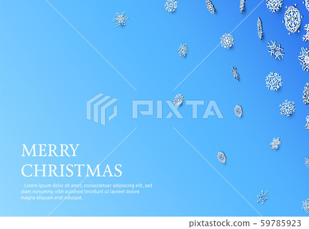 Christmas card with snowflakes on blue... - Stock Illustration ...