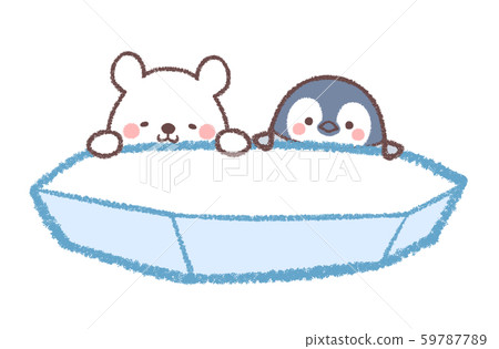 Polar bear penguin chick ice-no shadow 59787789