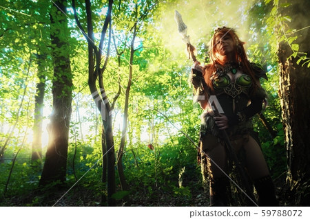 Elven warrior woman in the deep forest Elven warrior woman in the deep forest 59788072