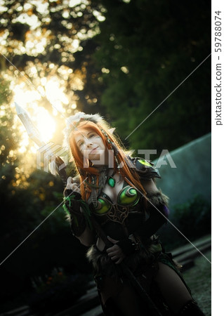 Elven warrior woman in the deep forest Elven warrior woman in the deep forest 59788074