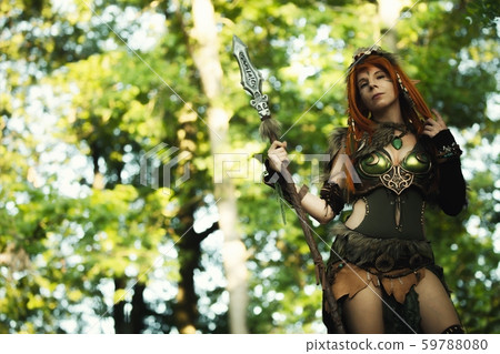 Elven warrior woman in the deep forest Elven warrior woman in the deep forest 59788080