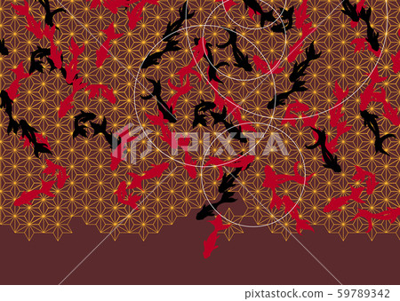 Japanese pattern cut with goldfish motif and Japanese pattern Japanese pattern cut with goldfish motif and Japanese pattern 59789342