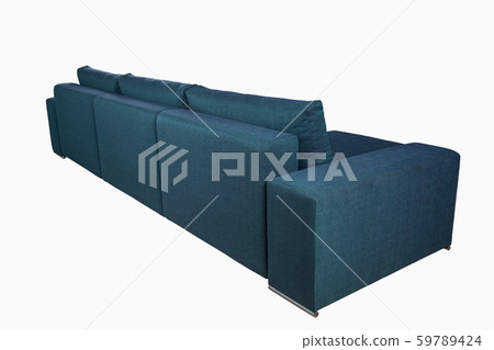 Sofa dark green with cushions, side and rear view Sofa dark green with cushions, side and rear view 59789424