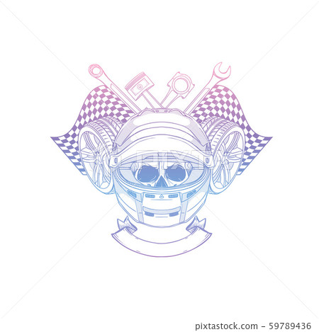 Hand drawn sketch racer skull 59789436