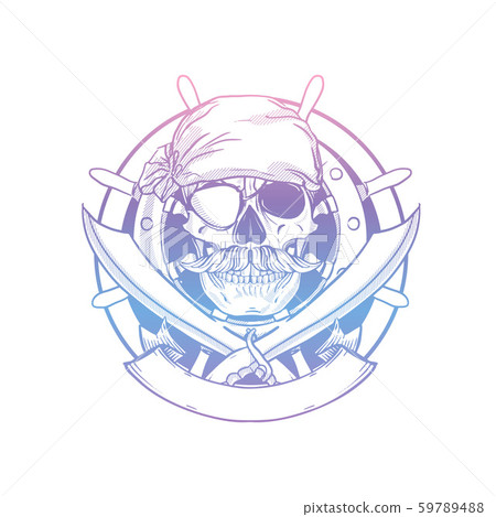 Hand drawn sketch pirate skull Hand drawn sketch pirate skull 59789488