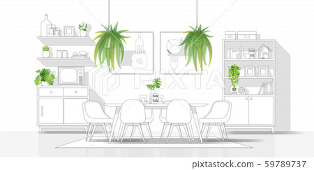 Interior Design With Modern Dining Room In Stock