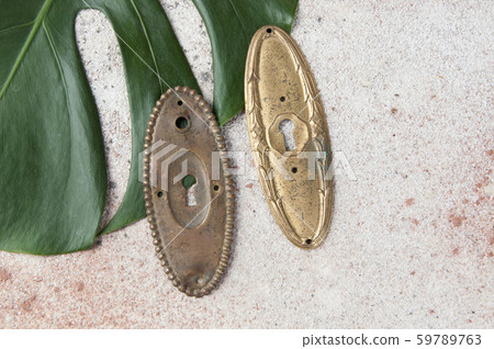Antique brass keyhole lock covers 59789763
