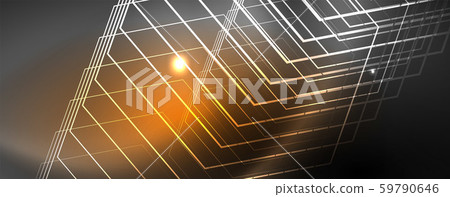 Shiny neon techno template. Neon lines background, 80s style laser rays 59790646