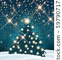 Christmas tree with many lights in night winter 59790717