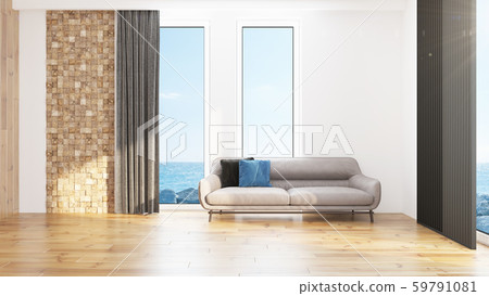 Modern design living room interior with beautiful view . 3D rendering Modern design living room interior with beautiful view . 3D rendering 59791081