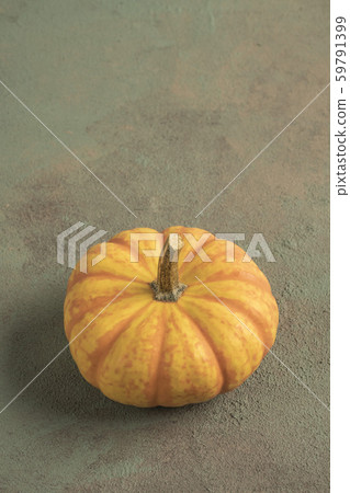 A small pumpkin on green with copy space 59791399