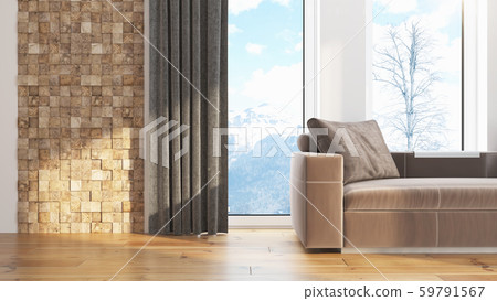 Modern design living room interior with beautiful view . 3D rendering Modern design living room interior with beautiful view . 3D rendering 59791567