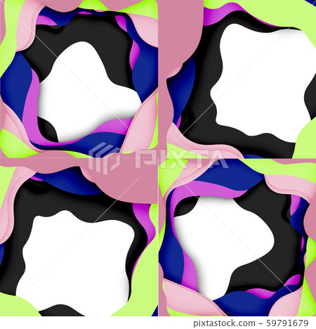 Abstract geometric pattern. 3d paper layers cut out colorful wave background. Origami cut out 59791679