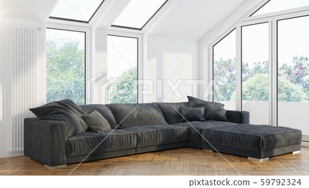 Modern design living room interior with beautiful view . 3D rendering Modern design living room interior with beautiful view . 3D rendering 59792324
