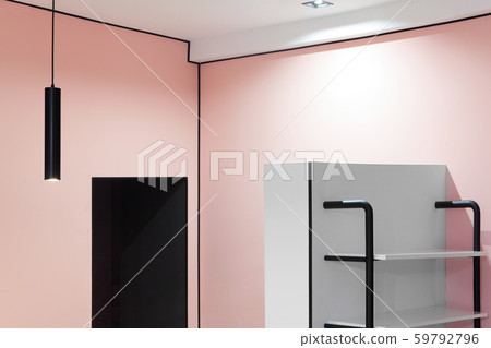 Minimal interior design.Modern hanging lamp, pink 59792796
